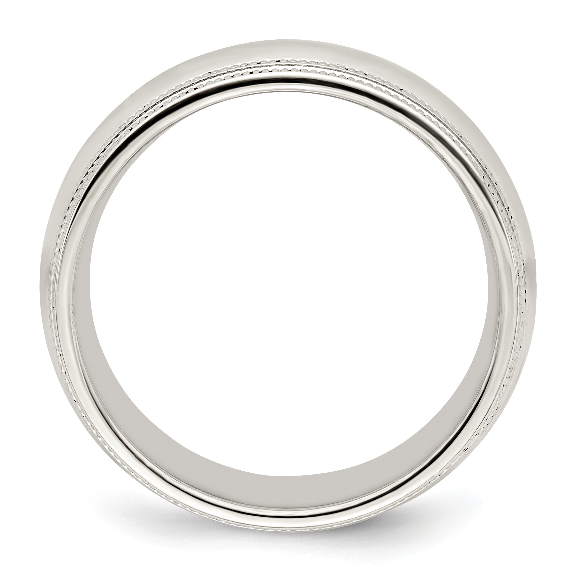 Solid 10K White Gold 8mm Double Milgrain Comfort Fit Men's/Women's Wedding Band Ring Size 6