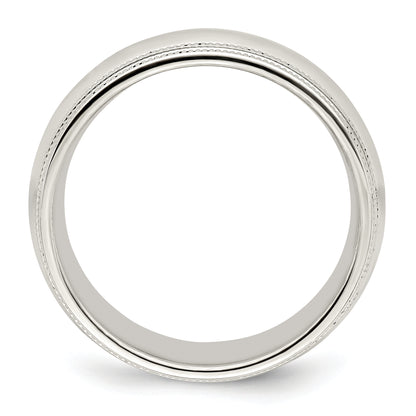 Solid 10K White Gold 8mm Double Milgrain Comfort Fit Men's/Women's Wedding Band Ring Size 6