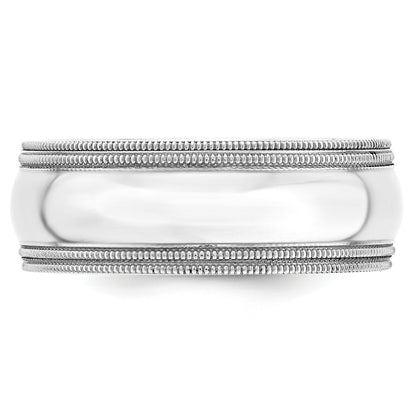 Solid 10K White Gold 8mm Double Milgrain Comfort Fit Men's/Women's Wedding Band Ring Size 6