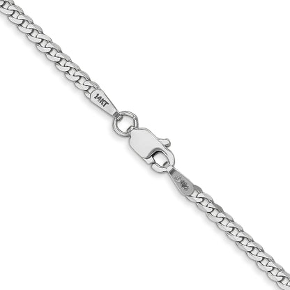 24 Inch 14K White Gold 2.2mm Flat Beveled Curb Chain