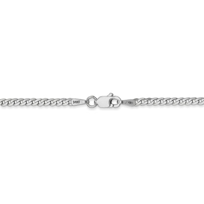 24 Inch 14K White Gold 2.2mm Flat Beveled Curb Chain