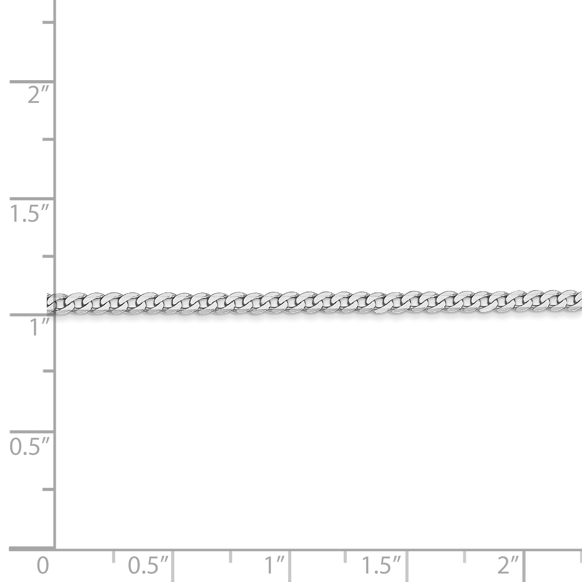 24 Inch 14K White Gold 2.2mm Flat Beveled Curb Chain