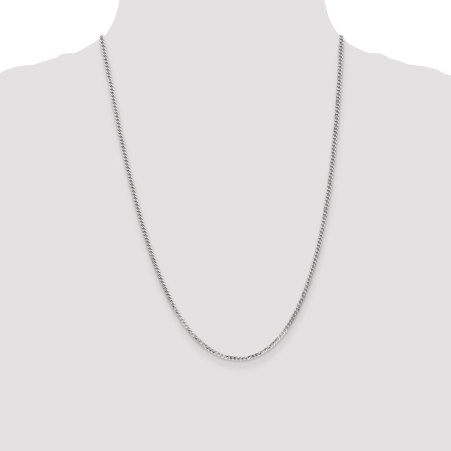 24 Inch 14K White Gold 2.2mm Flat Beveled Curb Chain