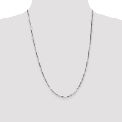 24 Inch 14K White Gold 2.2mm Flat Beveled Curb Chain