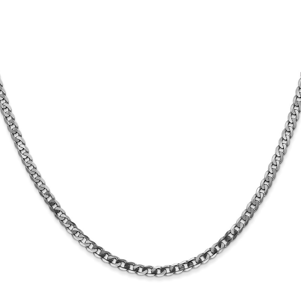 14K White Gold 2.9mm Flat Beveled Curb With Lobster Clasp Chain Necklace