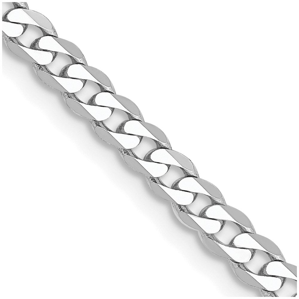 14K White Gold 2.9mm Flat Beveled Curb With Lobster Clasp Chain Necklace