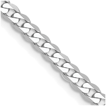 14K White Gold 2.9mm Flat Beveled Curb With Lobster Clasp Chain Necklace