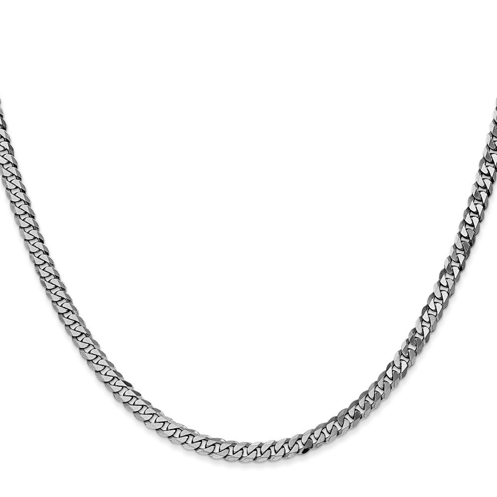 14K White Gold 3.9mm Flat Beveled Curb With Lobster Clasp Chain Necklace