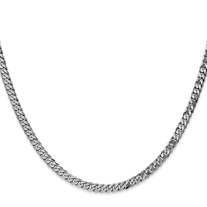 14K White Gold 3.9mm Flat Beveled Curb With Lobster Clasp Chain Necklace
