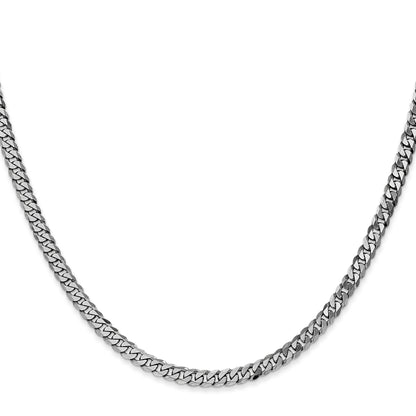 14K White Gold 24 Inch 3.9mm Flat Beveled Curb With Lobster Clasp Chain