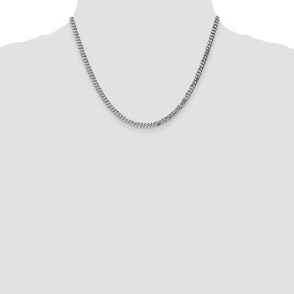 14K White Gold 3.9mm Flat Beveled Curb With Lobster Clasp Chain Necklace