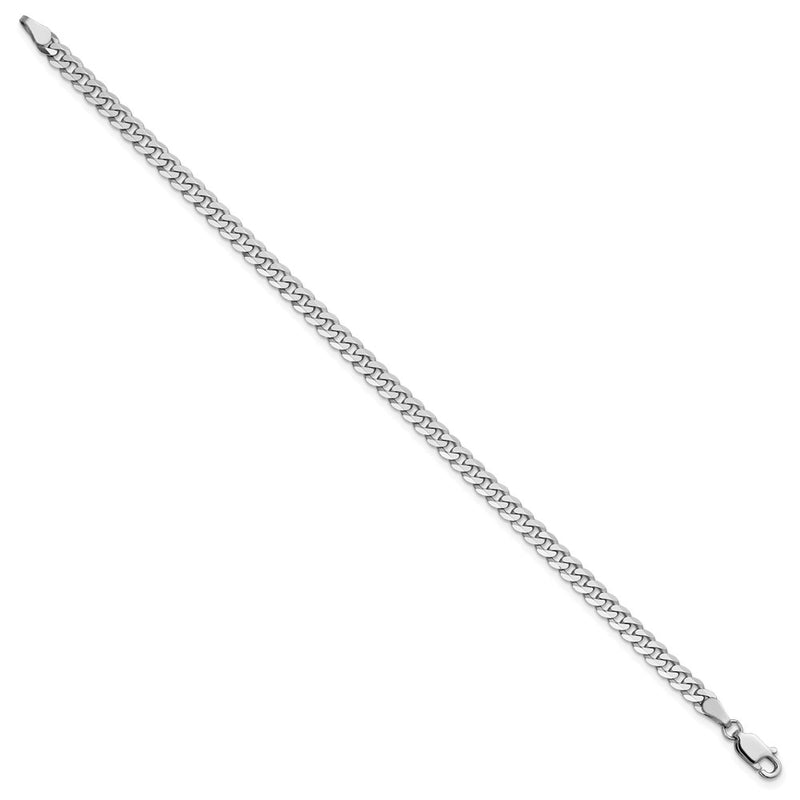 14K White Gold 3.9mm Flat Beveled Curb With Lobster Clasp Chain Bracelet