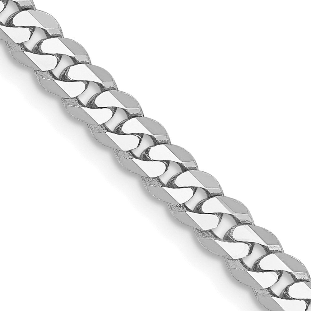 14K White Gold 3.9mm Flat Beveled Curb With Lobster Clasp Chain Necklace