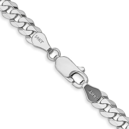 Solid 14K White Gold 26 inch 4.75mm Flat Beveled Curb with Lobster Clasp Chain Necklace