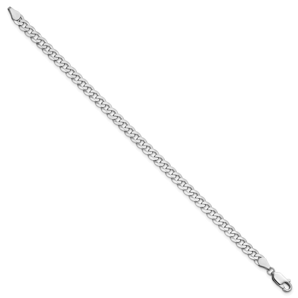 Solid 14K White Gold 8 inch 4.75mm Flat Beveled Curb with Lobster Clasp Bracelet