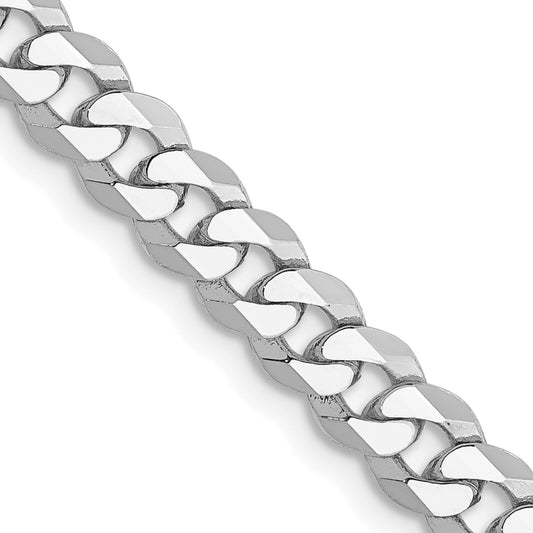 Solid 14K White Gold 26 inch 4.75mm Flat Beveled Curb with Lobster Clasp Chain Necklace