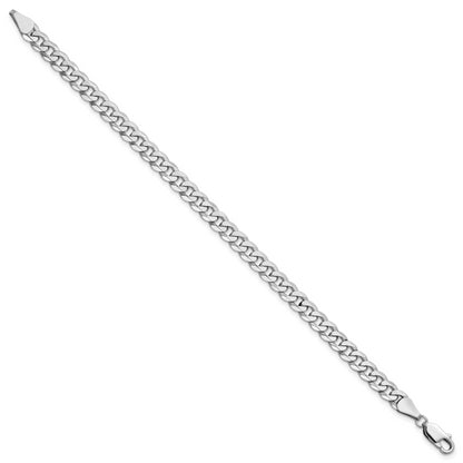 Solid 14K White Gold 7 inch 5.75mm Flat Beveled Curb with Lobster Clasp Bracelet