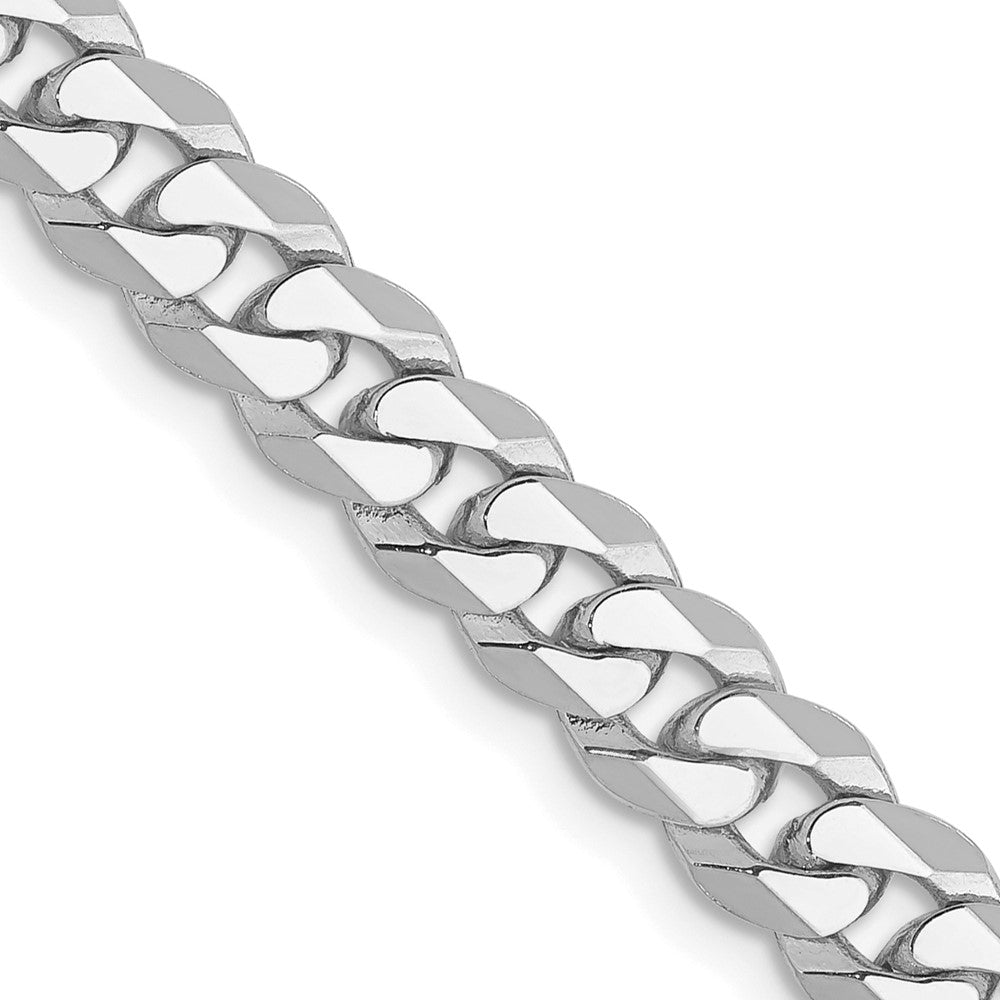 Solid 14K White Gold 20 inch 5.75mm Flat Beveled Curb with Lobster Clasp Chain Necklace