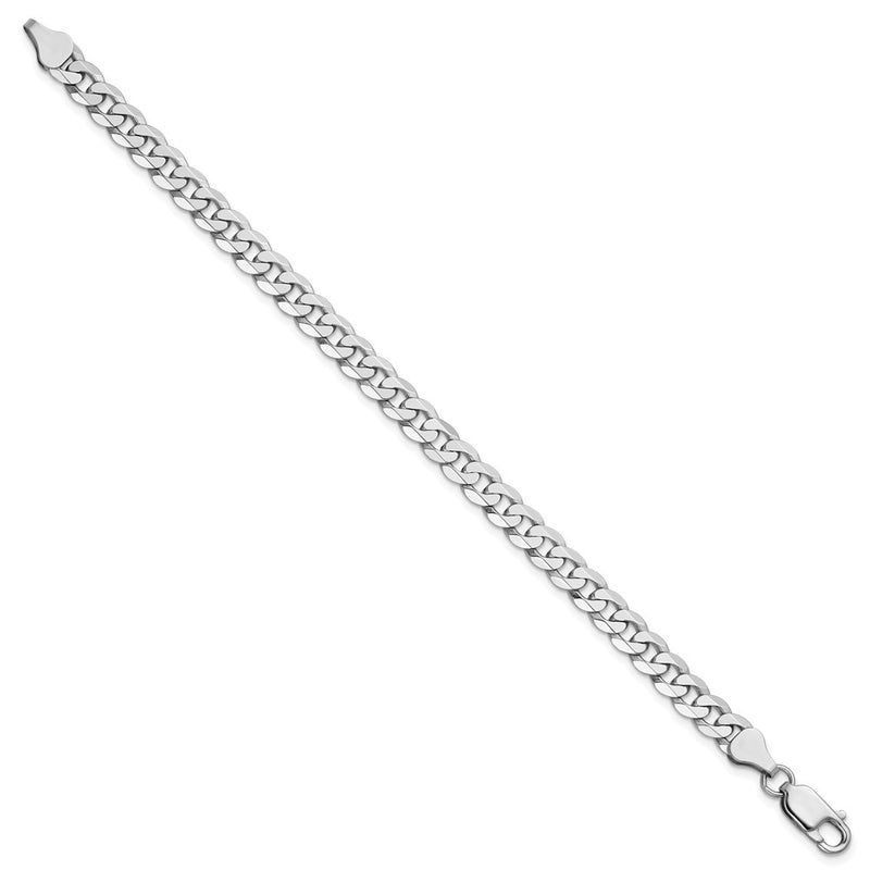 Solid 14K White Gold 8 inch 6.25mm Flat Beveled Curb with Lobster Clasp Bracelet