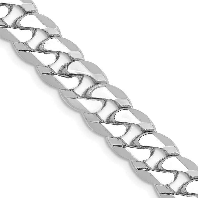 14k White Gold 8mm Flat Beveled Curb Chain Necklace
