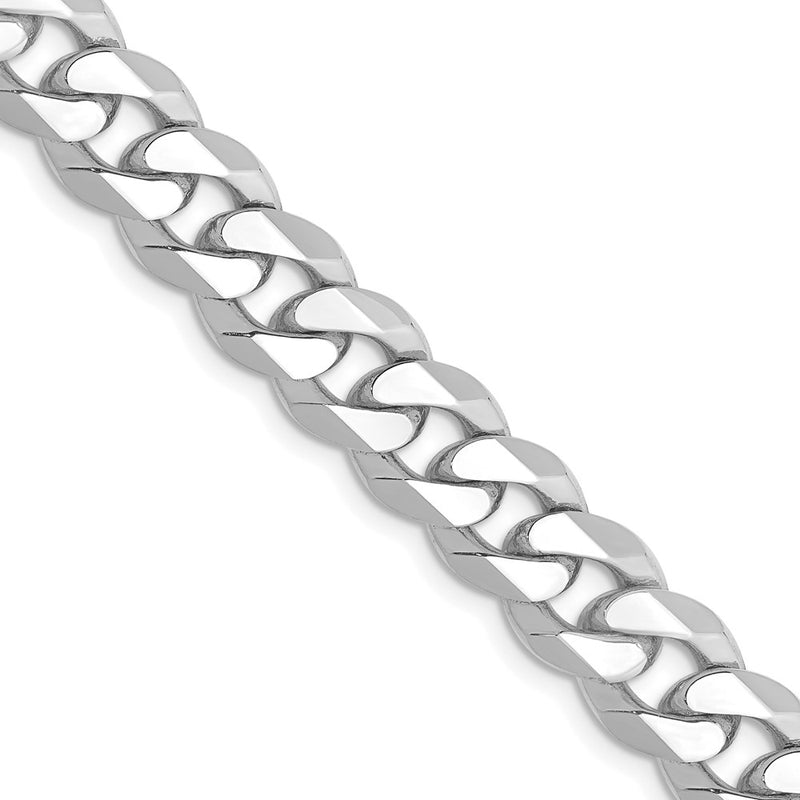 14k White Gold 8.5mm Flat Beveled Curb Chain Necklace