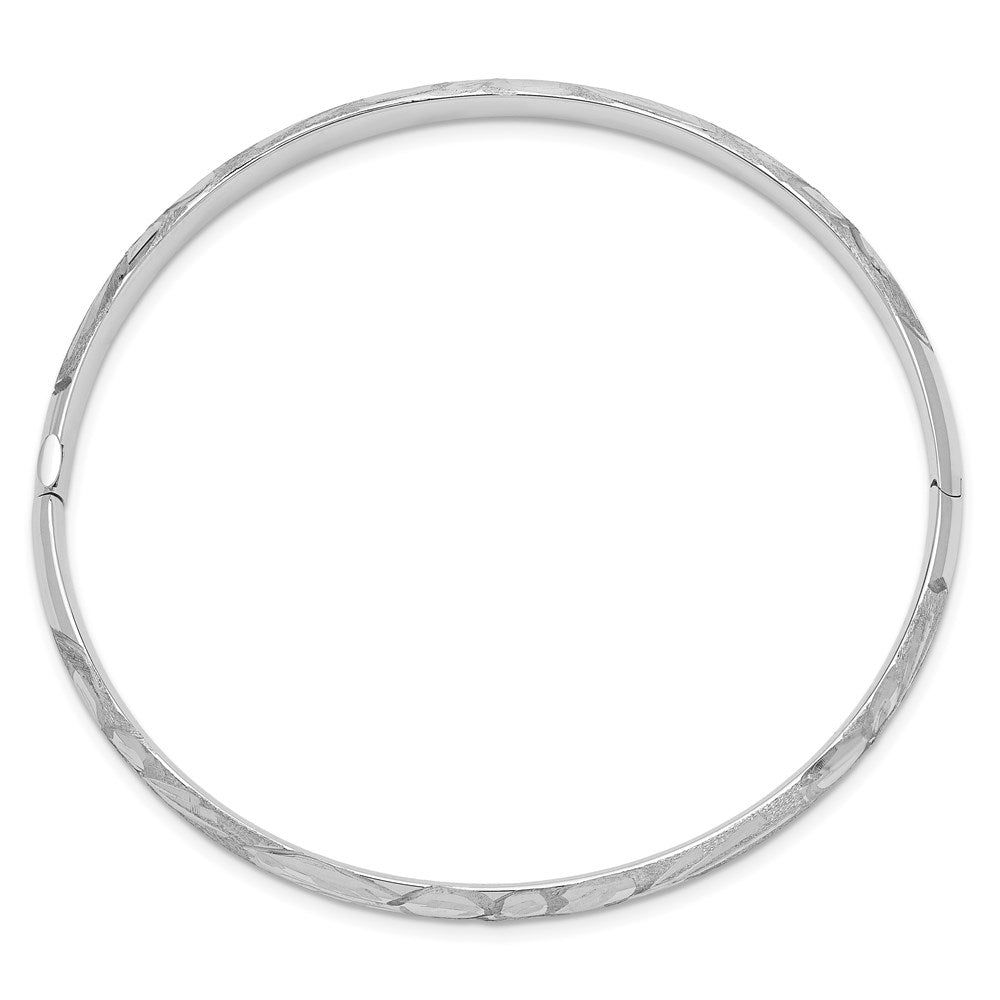 14K White Gold 3/16 Florentine Engraved Hinged Bangle