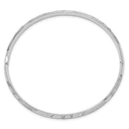 14K White Gold 3/16 Florentine Engraved Hinged Bangle