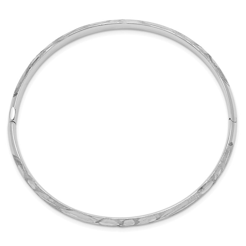 14K White Gold 3/16 Florentine Engraved Hinged Bangle
