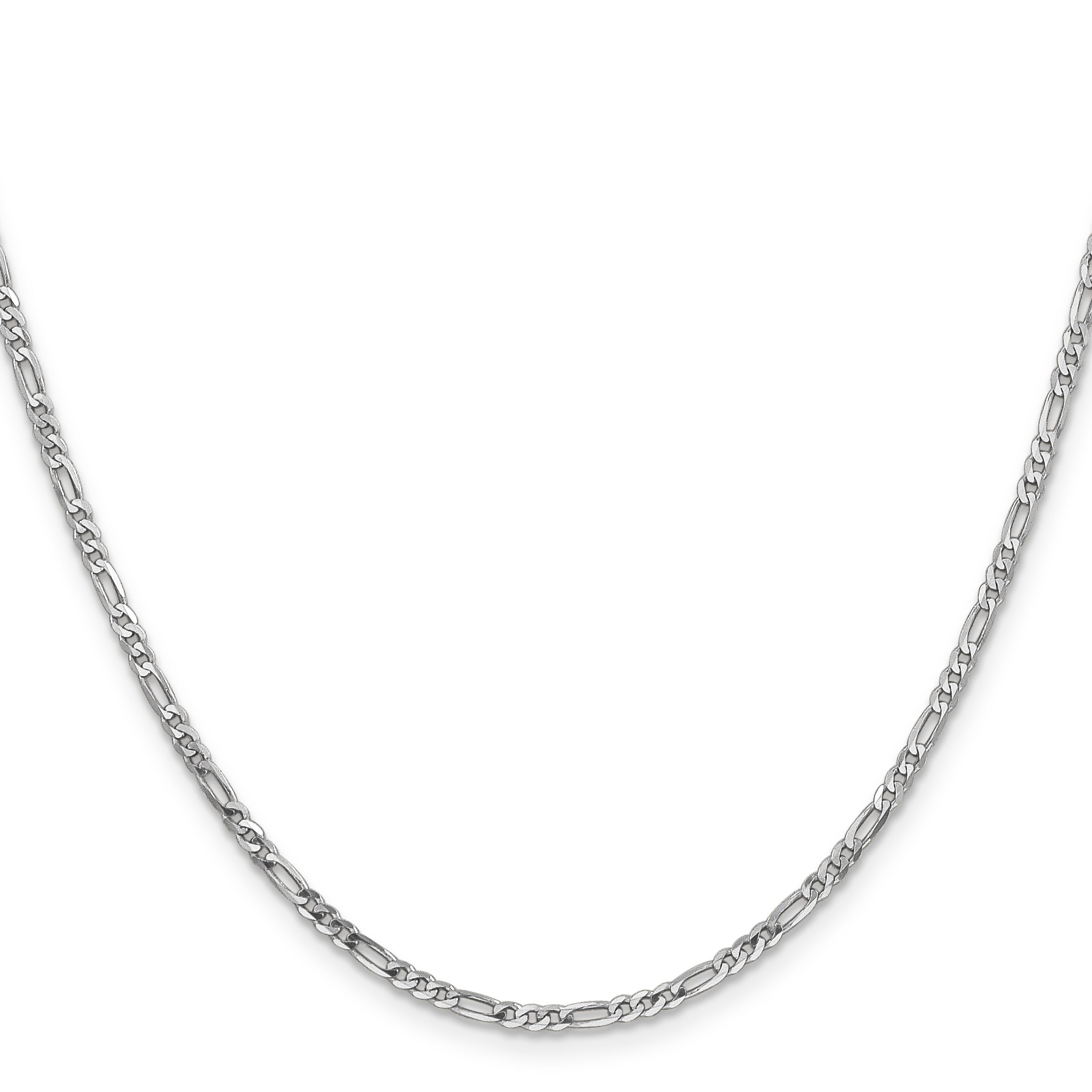 14K White Gold 24 Inch 2.25mm Flat Figaro With Lobster Clasp Chain