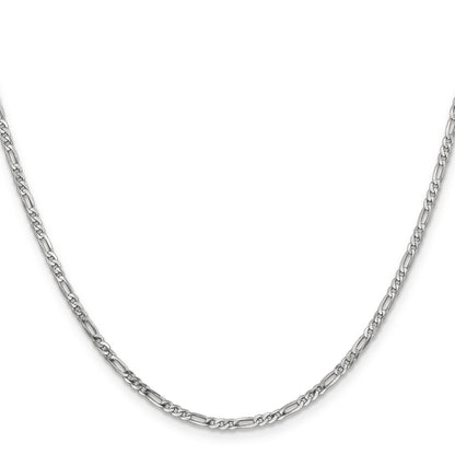 14K White Gold 24 Inch 2.25mm Flat Figaro With Lobster Clasp Chain