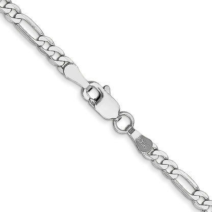 14K White Gold 24 Inch 2.75mm Flat Figaro With Lobster Clasp Chain