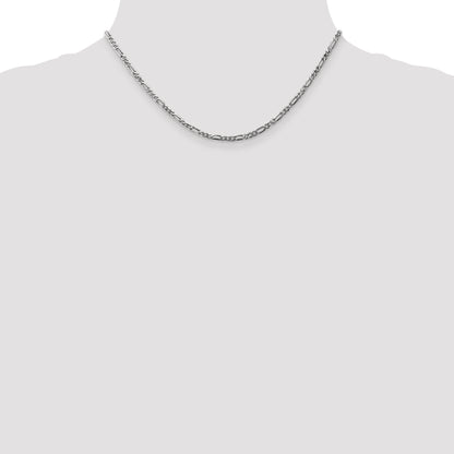 14K White Gold 16 Inch 2.75mm Flat Figaro With Lobster Clasp Chain