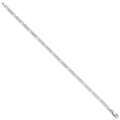 14K White Gold 10 Inch 2.75mm Flat Figaro With Lobster Clasp Anklet