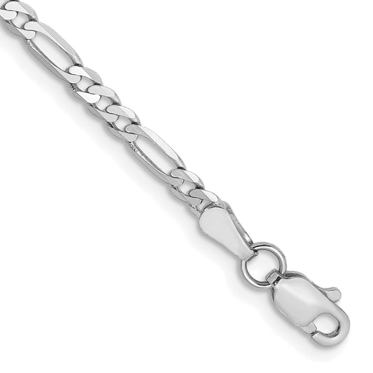 8.00 Inch 14K Wg 2.75mm Flat Figaro Chain