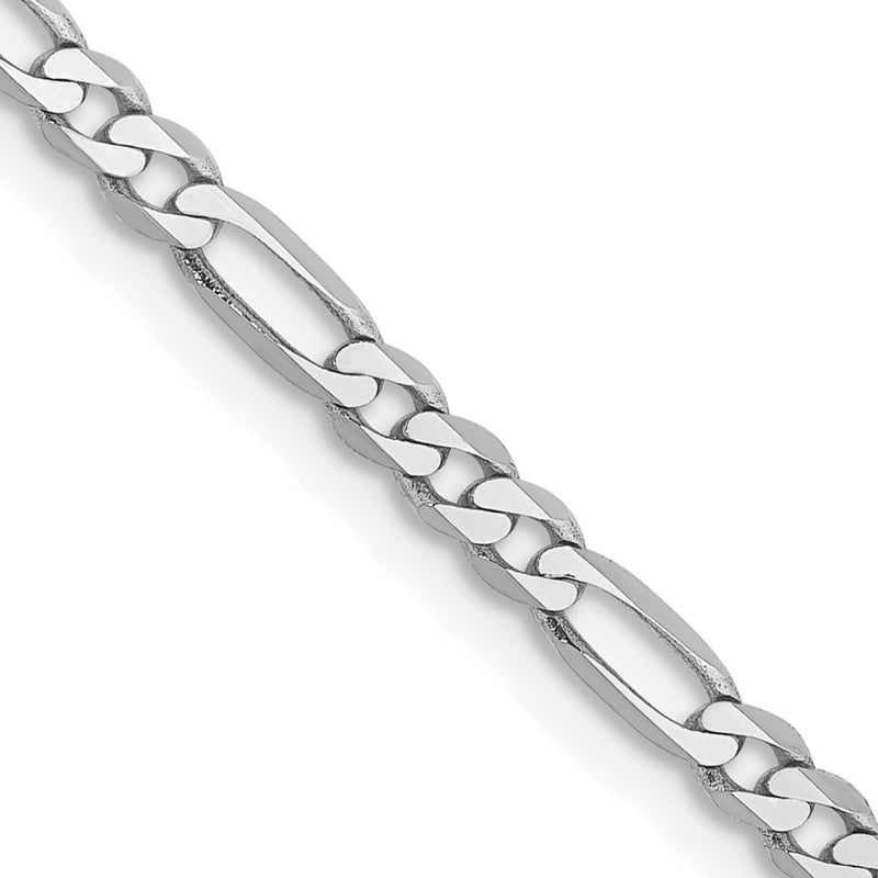 14K White Gold 18 Inch 2.75mm Flat Figaro With Lobster Clasp Chain Necklace
