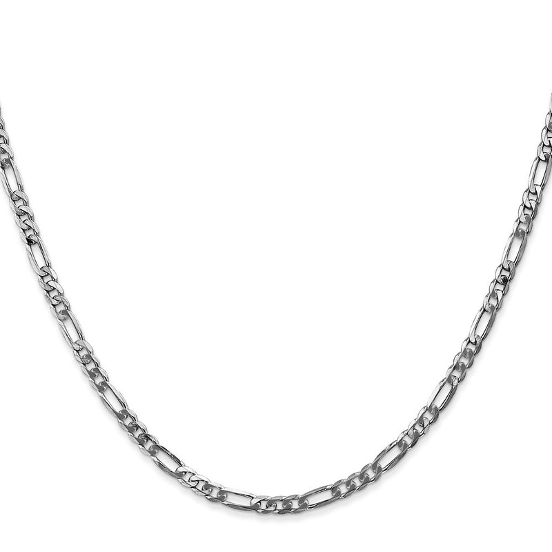 14K White Gold 18 Inch 3mm Flat Figaro With Lobster Clasp Chain Necklace