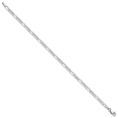 14K White Gold 3mm Flat Figaro With Lobster Clasp Chain Anklet