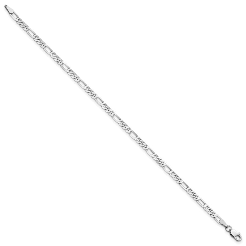 14K White Gold 3mm Flat Figaro With Lobster Clasp Chain Anklet