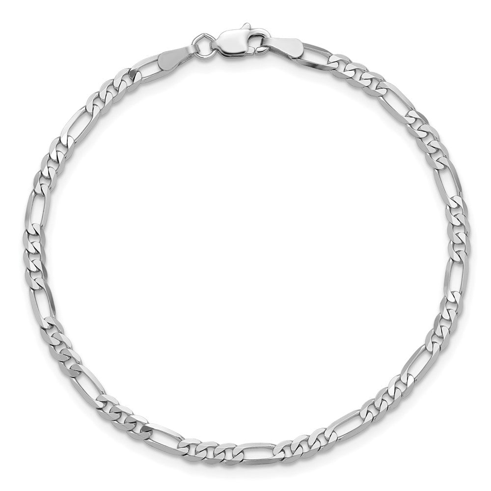 14K White Gold 3mm Flat Figaro With Lobster Clasp Chain Bracelet