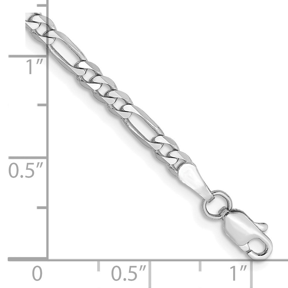 14K White Gold 3mm Flat Figaro With Lobster Clasp Chain Anklet