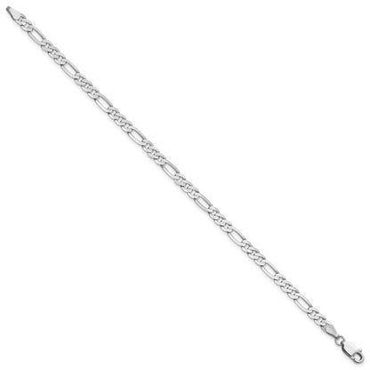 9 Inch 14K Wg 4mm Flat Figaro Chain Anklet