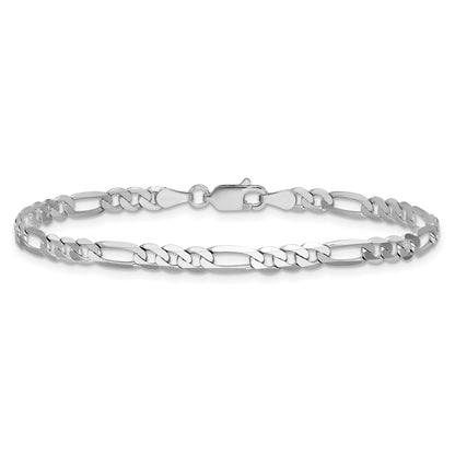 9 Inch 14K Wg 4mm Flat Figaro Chain Anklet
