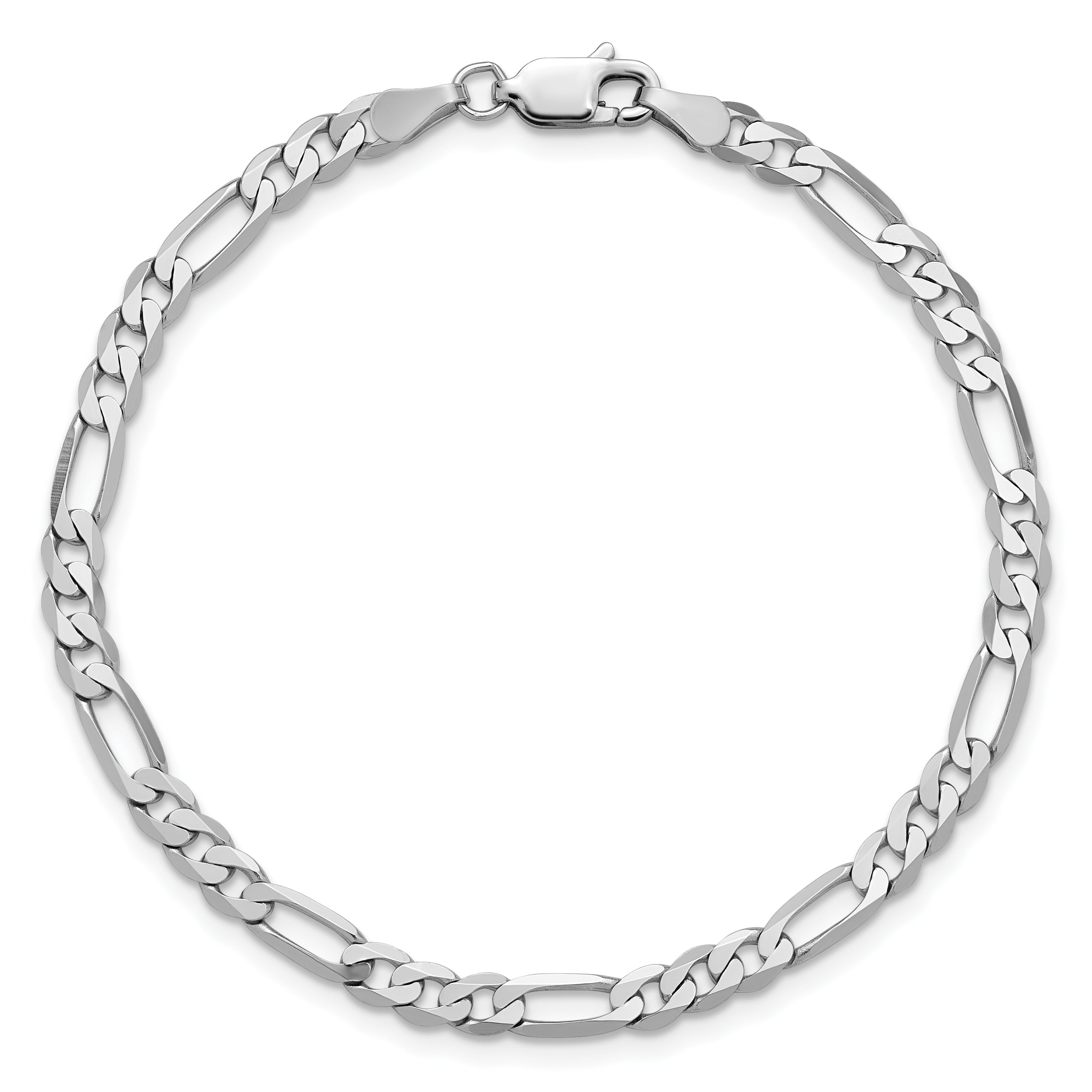 9 Inch 14K Wg 4mm Flat Figaro Chain Anklet