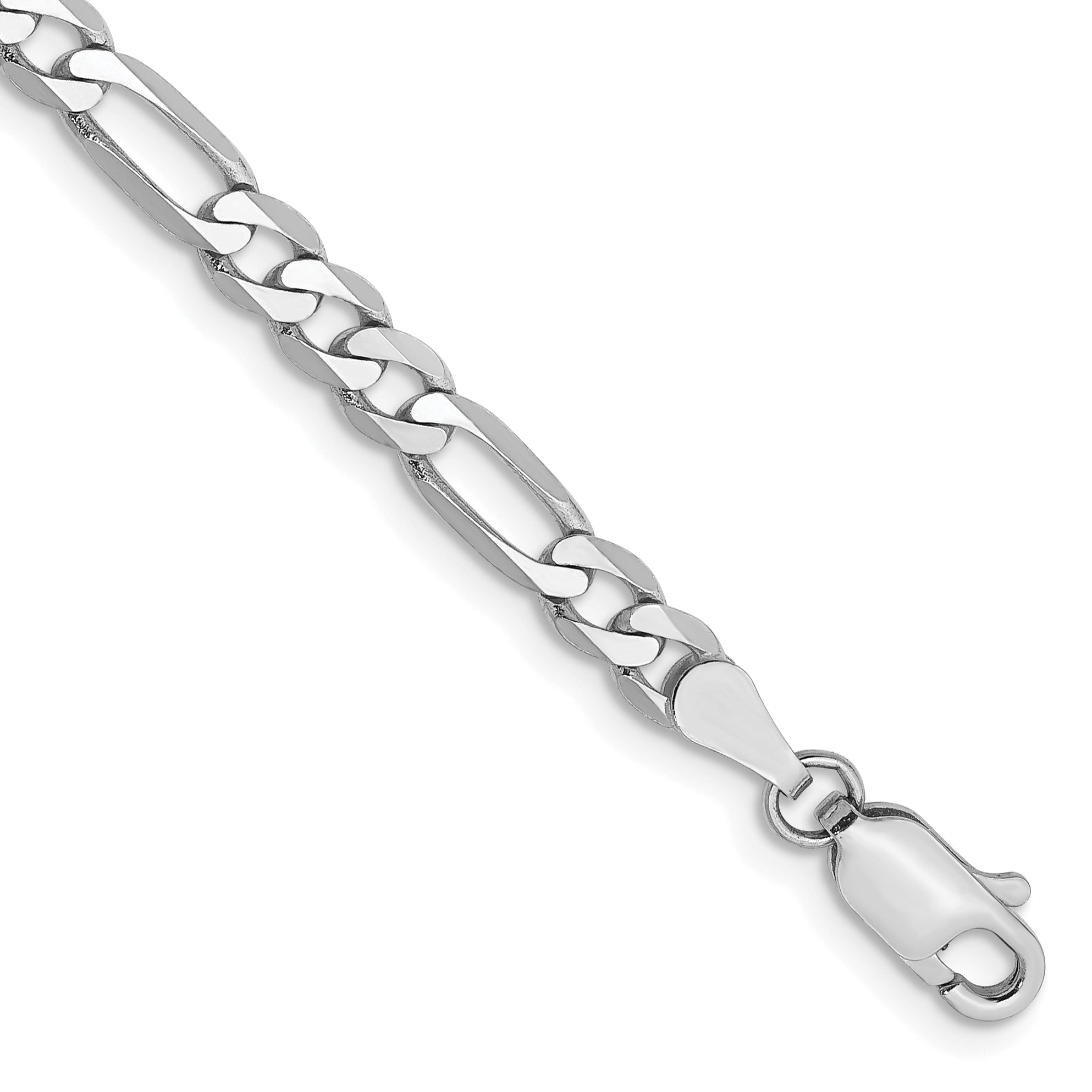 9 Inch 14K Wg 4mm Flat Figaro Chain