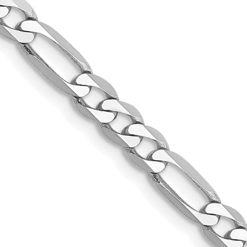 14K White Gold 18 Inch 4mm Flat Figaro With Lobster Clasp Chain Necklace