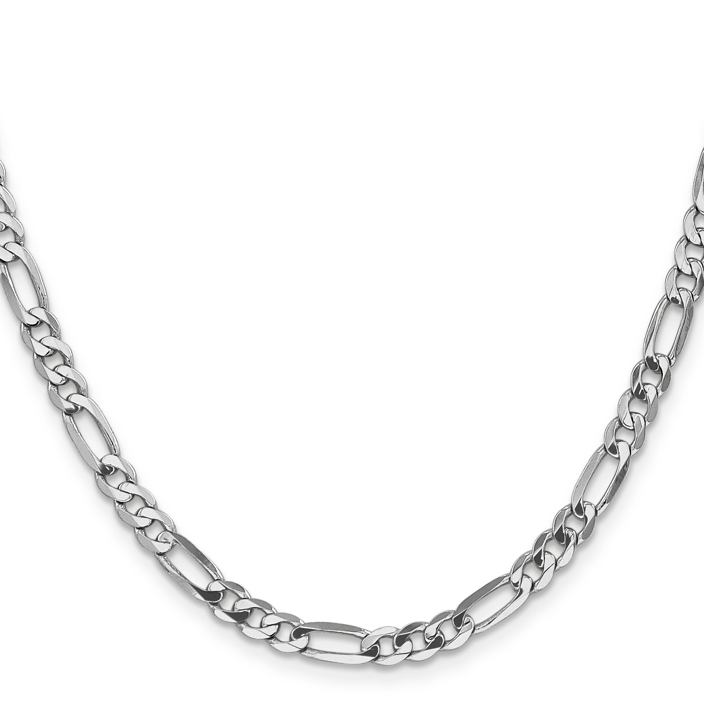 14K White Gold 20 Inch 4.5mm Flat Figaro With Lobster Clasp Chain
