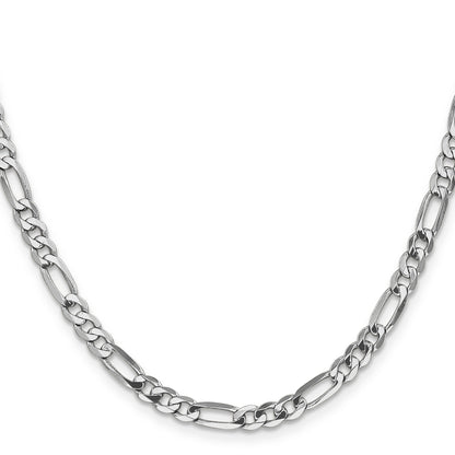 14K White Gold 20 Inch 4.5mm Flat Figaro With Lobster Clasp Chain
