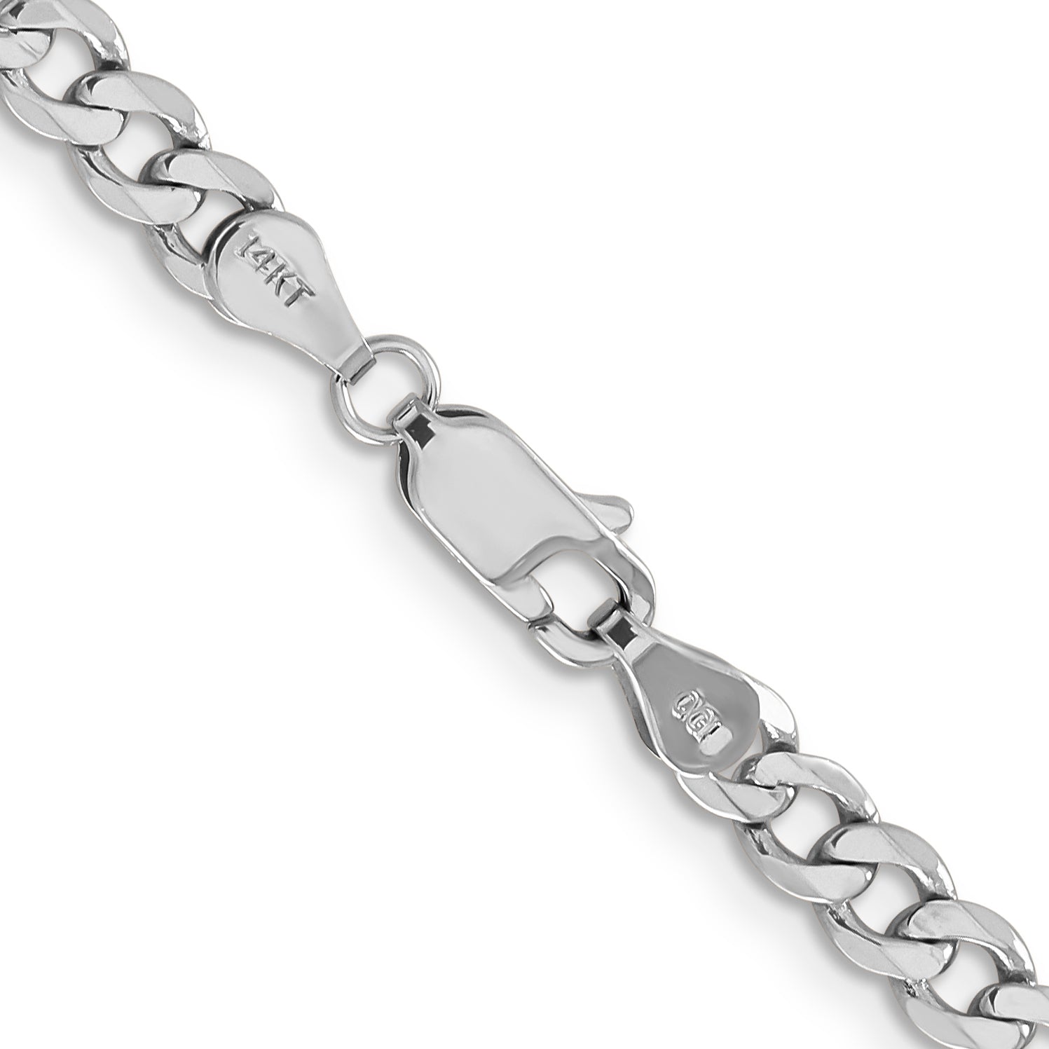 14K White Gold 20 Inch 4.5mm Flat Figaro With Lobster Clasp Chain