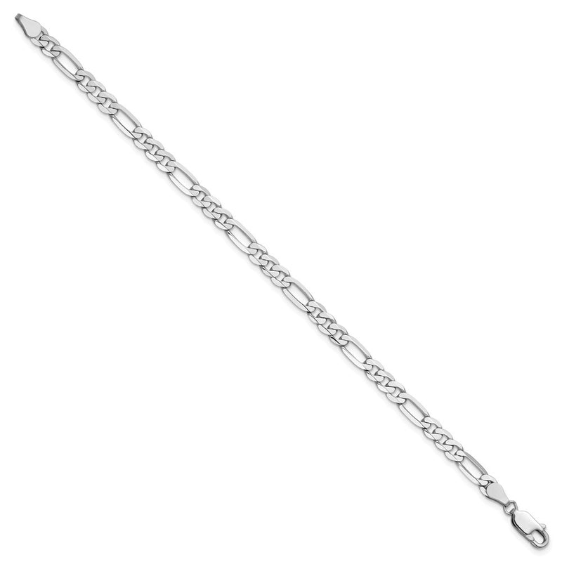 14K White Gold Wg 4.5mm Flat Figaro Chain Anklet