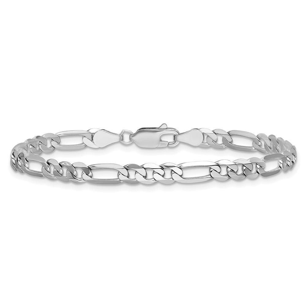 14K White Gold Wg 4.5mm Flat Figaro Chain Anklet